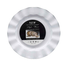 PL SAUCER 6s WHITE W/FLOWER SILVER EDGE