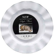 PL PLATE 3s WHITE W/FLOWER SILVER EDGE