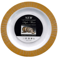 PL PLATE 3s WHITE W/GOLD DESIGN EDGE