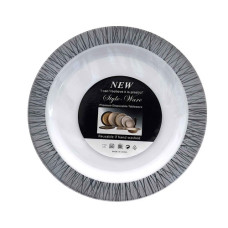 PL SAUCER 6s WHITE W/SILVER DESIGN EDGE