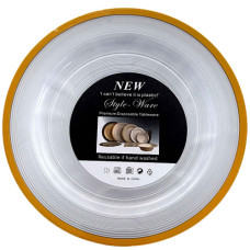 PL PLATE 3s WHITE W/LINES&GOLD EDGING