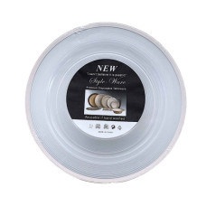 PL SAUCER 6s LINES W/THIN SILVER EDGING