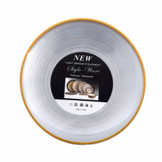 PL SAUCER 6s LINES W/THIN GOLD EDGING