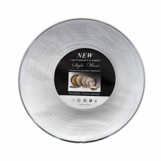 PL SAUCER 6s LINES W/THIN SILVER EDGING