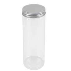 PL JAR RND 16X5CM CLEAR W/SILVER LID