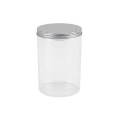 PL JAR RND 8X6CM CLEAR W/SILVER LID