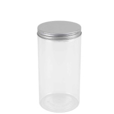 PL JAR RND 12X6CM CLEAR W/SILVER LID