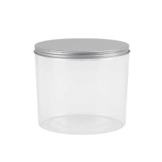 PL JAR RND 10X10CM CLEAR W/SILVER LID