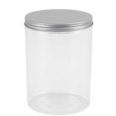 PL JAR RND 15X10CM CLEAR W/SILVER LID