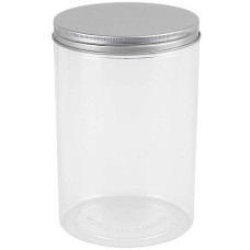 PL JAR RND 18X9.5CM CLEAR W/SILVER LID