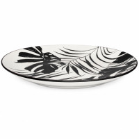 CER PLATE 26CM WHITE W/BLK LEAF DESIGN CER PLATE 26CM WHITE W/BLK LEAF DESIGN