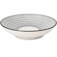 CER BOWL 20CM RND WHITE W/BLK DESIGN CER BOWL 20CM RND WHITE W/BLK DESIGN
