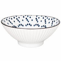 CER BOWL 20CM DEEP ORANGE&BLUE FLOWERS