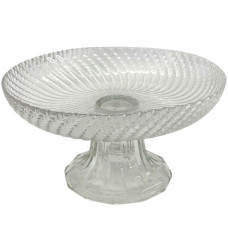 GLW CAKE STAND CLEAR W/LINES 12CM
