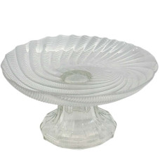 GLW CAKE STAND CLEAR W/LINE DESIGN 11CM