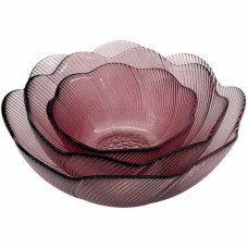 GLASS BOWL SET 3PC FLOWER DESIGN