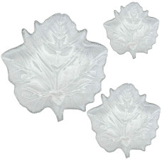 GLASS PLATTER SET 3PC CLEAR LEAF DESIGN