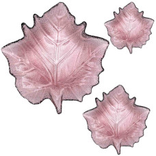 GLASS PLATTER SET 3PC LEAVE SHAPE
