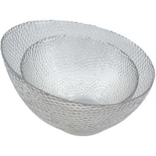 GLW BOWL SET 2PC CLEAR W/DESIGN DEEP