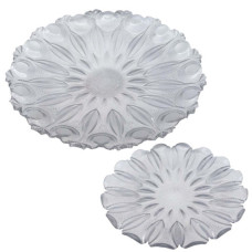 GLASS PLATTER SET 2PC FLOWER DESIGN