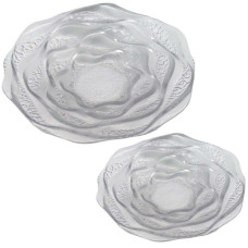GLASS PLATTER SET 2PC ROSE DESIGN