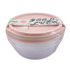 PL CONT 3PC RND CLEAR W/COL LIDS