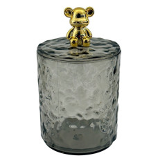 PL STORAGE JAR 10X12CM RND W/LID TEDDY