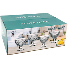 GLASS DESSERT SET 6PC CLEAR W/DESIGN