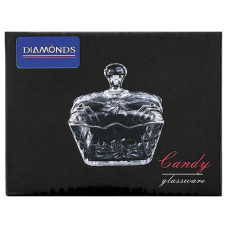 GLW CANDY JAR 13CM SQR W/FLOWER DESIGN