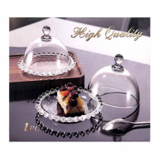 GLASS CAKE DOME MINI CLEAR W/FANCY BASE