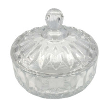 GLW CANDY JAR 12CM CLEAR W/DESIGN&LID