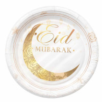 EID PAPER PLATES 10s WHITE W/MOON PRINT EID PAPER PLATES 10s WHITE W/MOON PRINT