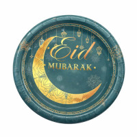 EID PAPER PLATES 10s GREEN W/ PRINT SML EID PAPER PLATES 10s GREEN W/ PRINT SML