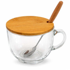 GLW CUP 440ML W/BAMBOO SPOON+LID