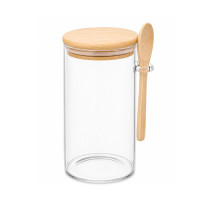 GLW JAR 12.5CM CLEAR W/WOODEN LID&SPOON