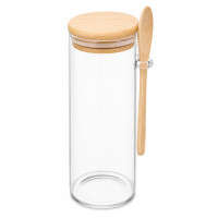 GLW JAR 18.5CM CLEAR W/WOODEN LID&SPOON
