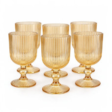 GLW WINE GLASS 6s BRWN W/LINES 6X390ML