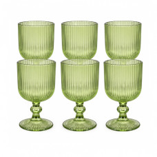 GLW WINE GLASS 6s GRN W/LINES 6X390ML