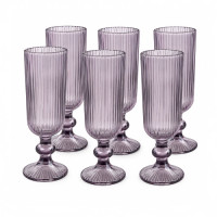 GLW WINE GLASS 6s BLK W/LINES 6X170ML