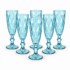 GLW WINE GLASS 6s CLEAR BLUE 6X175ML