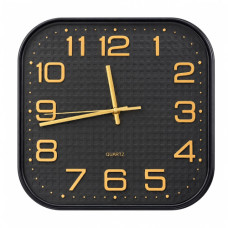 CLK WALL 30X30CM SQ BLK W/GOLD NUMBERS