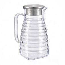 PL JUG CLEAR W/SILVER LID &DESIGN