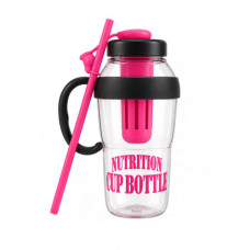 DRINKING BOTTLE 21CM 2TONE W/STRAW