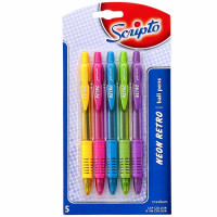BTS PEN  5s ASST COLOURS NEON RETRO BALL