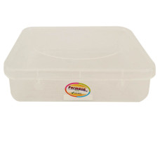 PL CONT RECT 700ML CLR W/LID 19CM