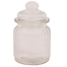 GLW JAR W/LID & LINE DESIGN 13CM