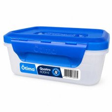 PL CONT 600ML RECT W/LOCK LID OTIMA