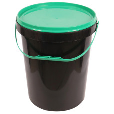 PL BUCKET 25LT W/LID SINGLE LOCK BLACK