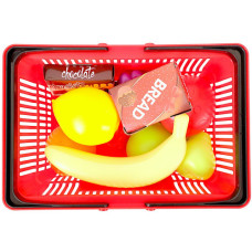 TOY FOOD SHOPPING BASKET 13PC