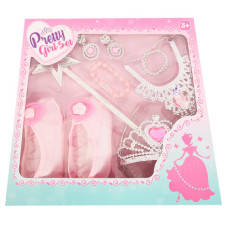 TOY TIARA SET W/WAND+SHOES 8PCS